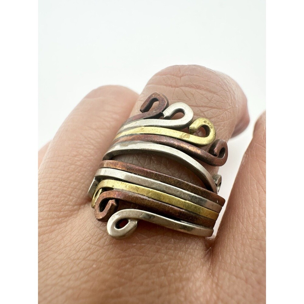 Vintage Mixed Metal Spiral Ring Size 8.5